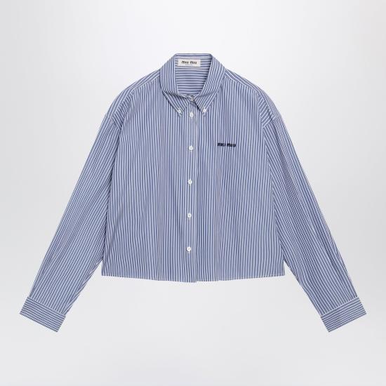 26FW 미우미우 마이크로 핀스트라이프 포플린 셔츠 MK2047OOO195D White