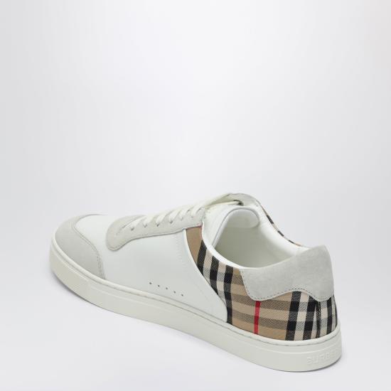 26FW 버버리 레더 스웨이드 체크 스니커즈 8069089129831 White - BURBERRY