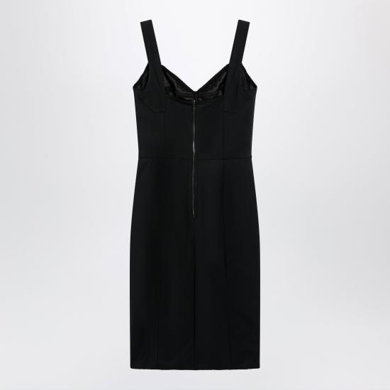 26FW 돌체앤가바나 엘라스틱 패브릭 앤 레이스 시스 드레스 F63G9TGDCLQ Black - DOLCE & GABBANA