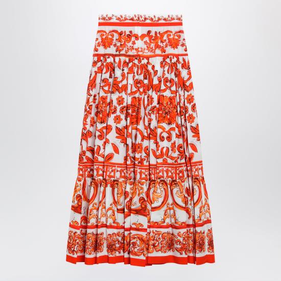 26FW 돌체앤가바나 롱 스커트 F4CX0TGDDRL Orange - DOLCE & GABBANA