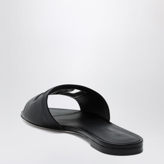 26FW 돌체앤가바나 DG 로고 카프스킨 슬리퍼 CQ0436AY329 Black - DOLCE & GABBANA