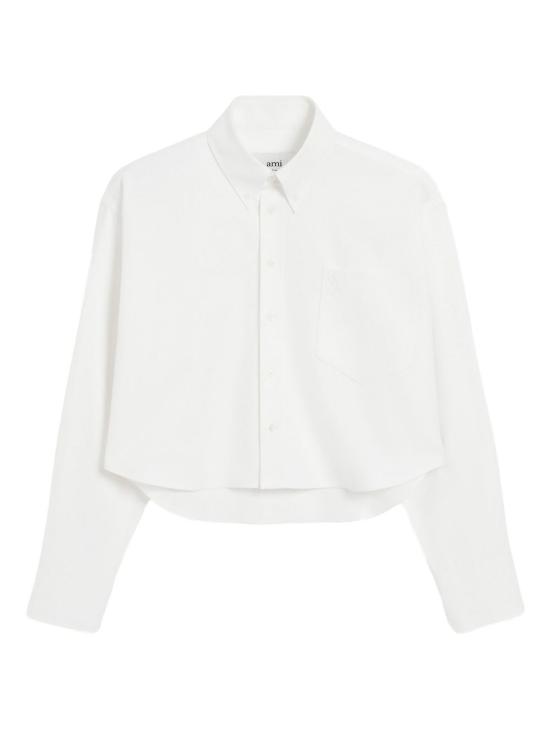 26SS 아미 톤온톤 하트 로고 크롭 오버사이즈 셔츠 FSH770CO0031168 BLANC NATUREL