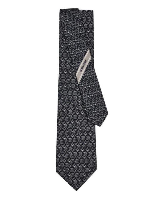 26SS 살바토레 페라가모 간치니 패턴 실크 타이 351355789252FBLUGRIGIO BLU GRIGIO - SALVATORE FERRAGAMO