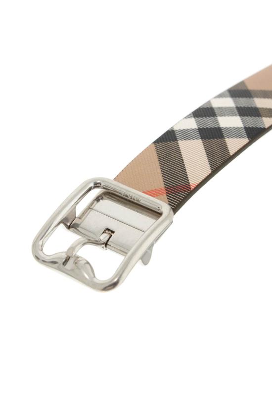 26SS 버버리 리버시블 B 버클 체크 레더 벨트 8092046A2021 SAND MILITARY SILVER - BURBERRY