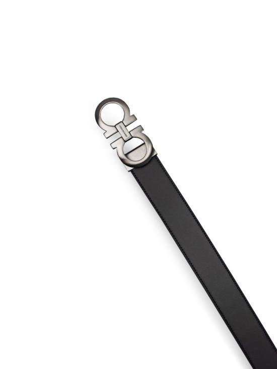 26SS 살바토레 페라가모 간치니 레더 벨트 675542464231NERO BLACK - SALVATORE FERRAGAMO