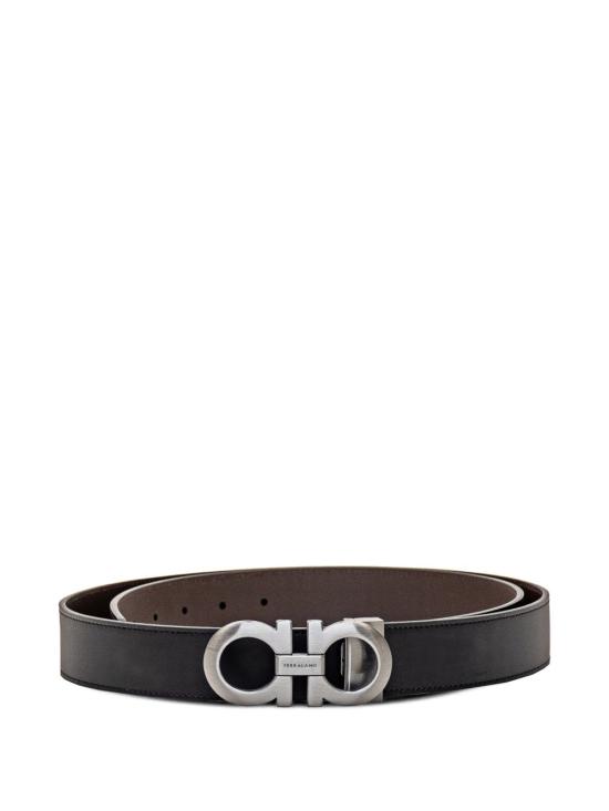 26SS 살바토레 페라가모 간치니 레더 벨트 675542464231NERO BLACK - SALVATORE FERRAGAMO