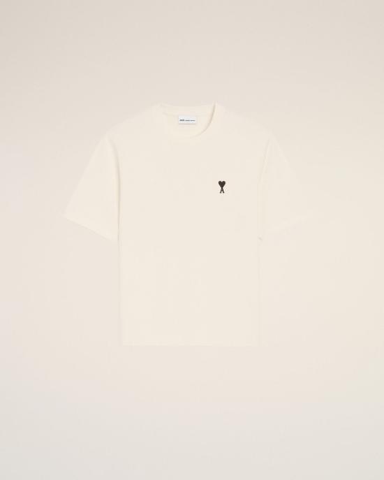 26SS 아미 스몰 하트 로고 박시 핏 티셔츠 UTS387726136 BLANC CREME