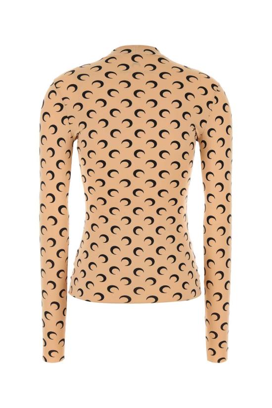 26SS 마린세르 문 프린티드 저지 세컨드 스킨 하이넥 탑 WTS005ACJER0001TA10 BEIGE - MARINE SERRE