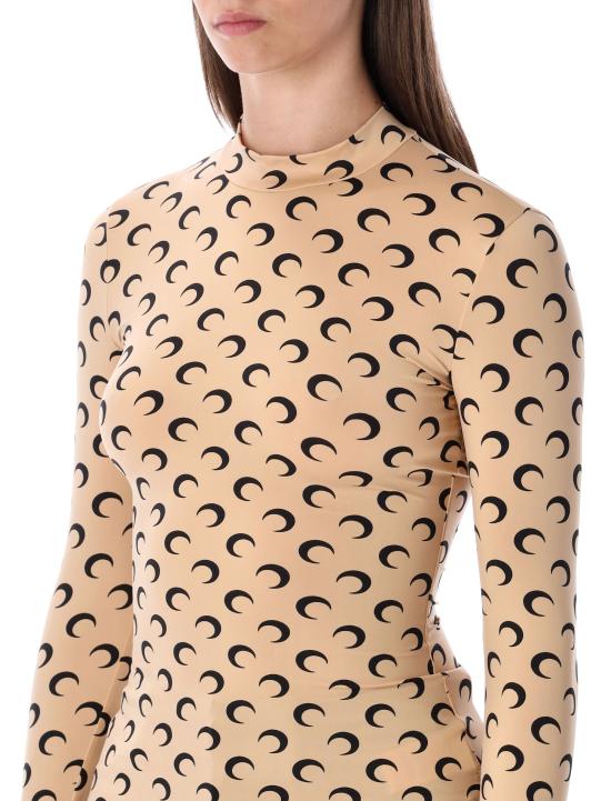 26SS 마린세르 문 프린티드 저지 세컨드 스킨 하이넥 탑 WTS005ACJER0001TA10 BEIGE - MARINE SERRE
