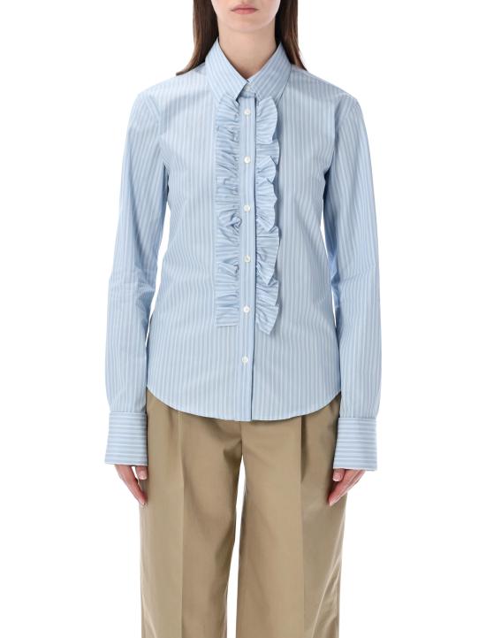26SS 아미 코튼 롱 슬리브 러플 어드저스티드 셔츠 캐시미어 FSH821CO02194844 AZUL