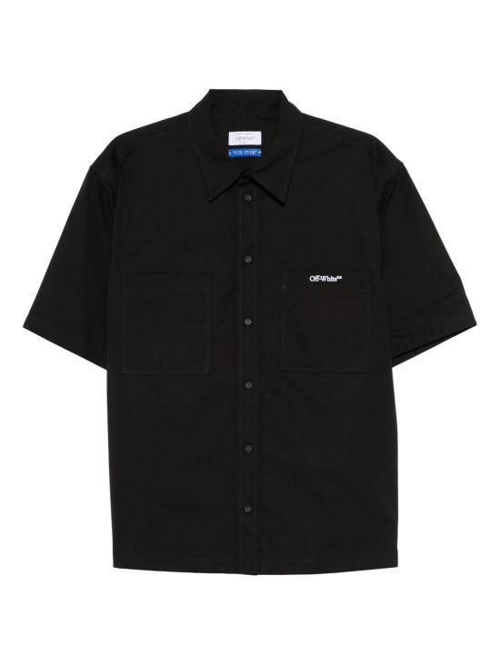 25SS 오프화이트 반팔 셔츠 OMGG002C99FAB002 1001 BLACKWHITE
