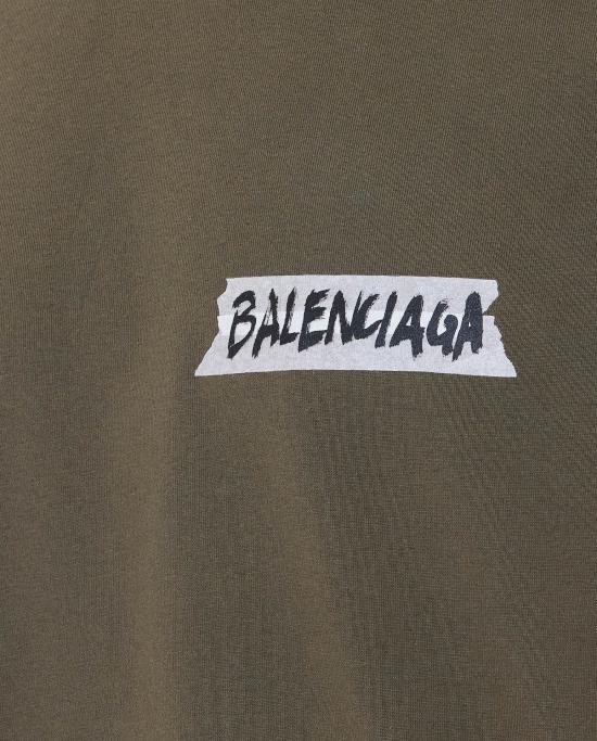 26SS 발렌시아가 마스킹 테이프 티셔츠 미디움 핏 764235 TTVL62840 Green - BALENCIAGA
