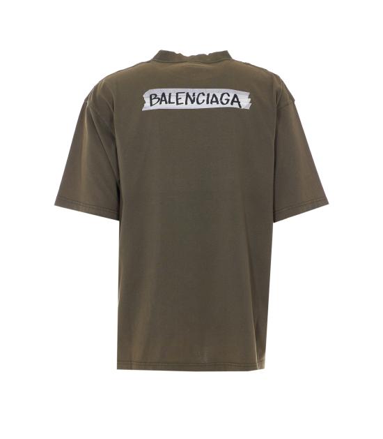 26SS 발렌시아가 마스킹 테이프 티셔츠 미디움 핏 764235 TTVL62840 Green - BALENCIAGA