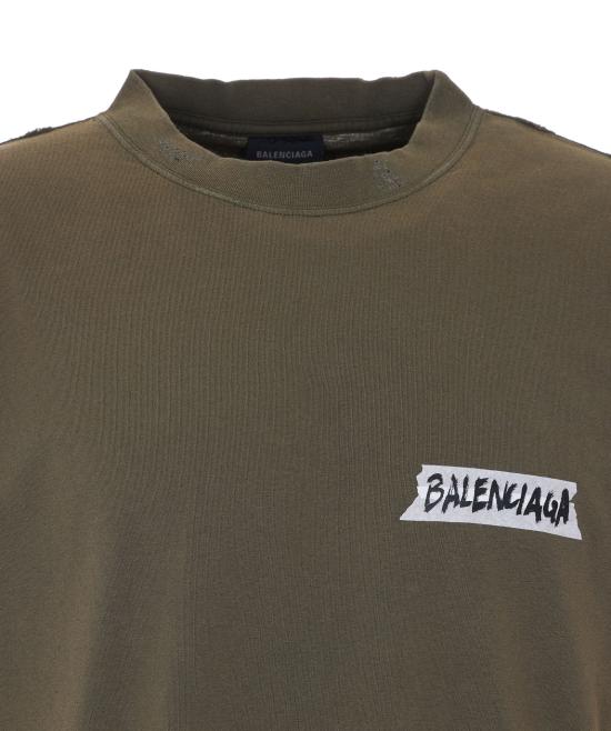 26SS 발렌시아가 마스킹 테이프 티셔츠 미디움 핏 764235 TTVL62840 Green - BALENCIAGA