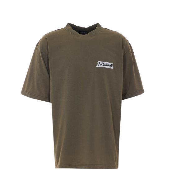 26SS 발렌시아가 마스킹 테이프 티셔츠 미디움 핏 764235 TTVL62840 Green