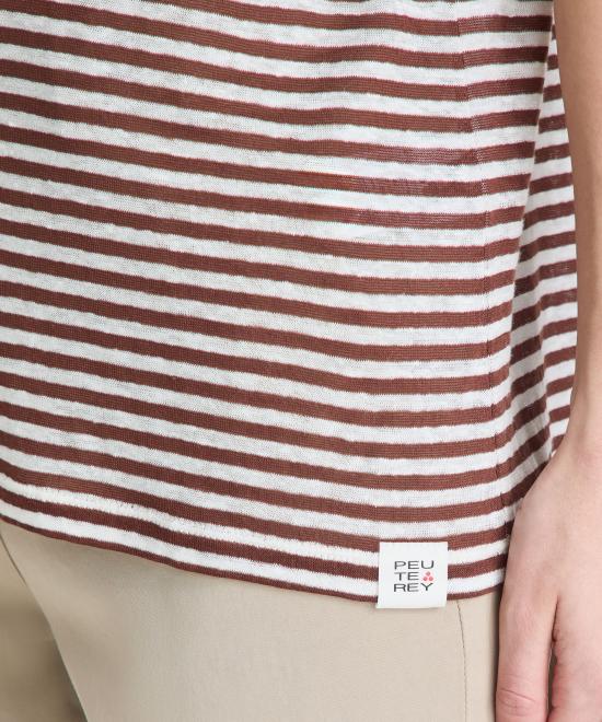 26SS 페트레이 반팔 티셔츠 PED5343 99012278 RI004 Bianco marrone - PEUTEREY