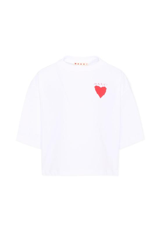 26FW [키즈] 마르니 티셔츠 M02014 M00YP 0M100 WHITE