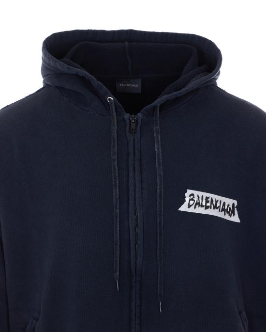 26SS 발렌시아가 마스킹 테이프 오버사이즈 집업 후디 850338 TTVL71041 Black - BALENCIAGA