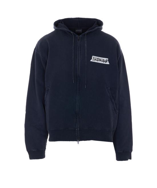 26SS 발렌시아가 마스킹 테이프 오버사이즈 집업 후디 850338 TTVL71041 Black