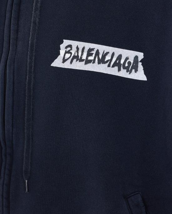 26SS 발렌시아가 마스킹 테이프 오버사이즈 집업 후디 850338 TTVL71041 Black - BALENCIAGA