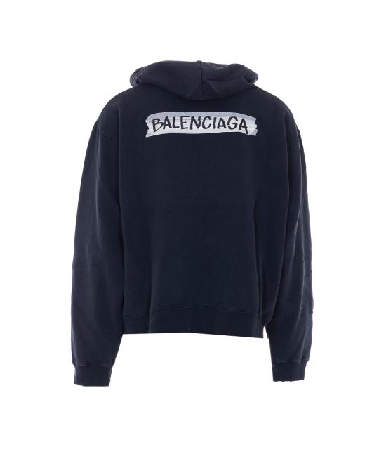 26SS 발렌시아가 마스킹 테이프 오버사이즈 집업 후디 850338 TTVL71041 Black - BALENCIAGA