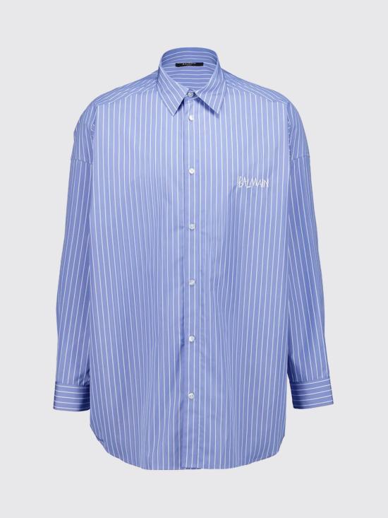 26SS 발망 긴팔 셔츠 GH1HS500CG37 SAB Gnawed Blue - BALMAIN