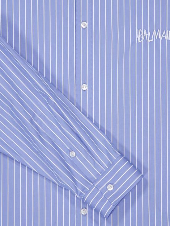 26SS 발망 긴팔 셔츠 GH1HS500CG37 SAB Gnawed Blue - BALMAIN