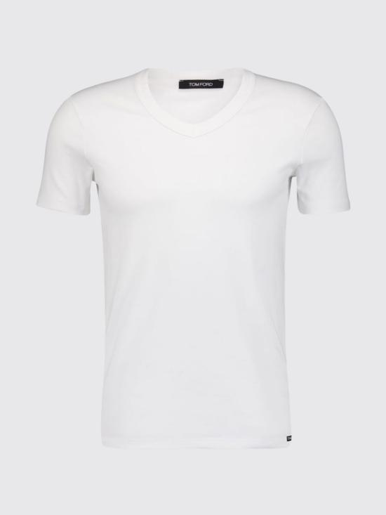 26SS 톰포드 V넥 반팔 티셔츠 T4M091040 100 White - TOMFORD