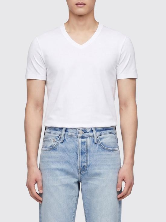 26SS 톰포드 V넥 반팔 티셔츠 T4M091040 100 White