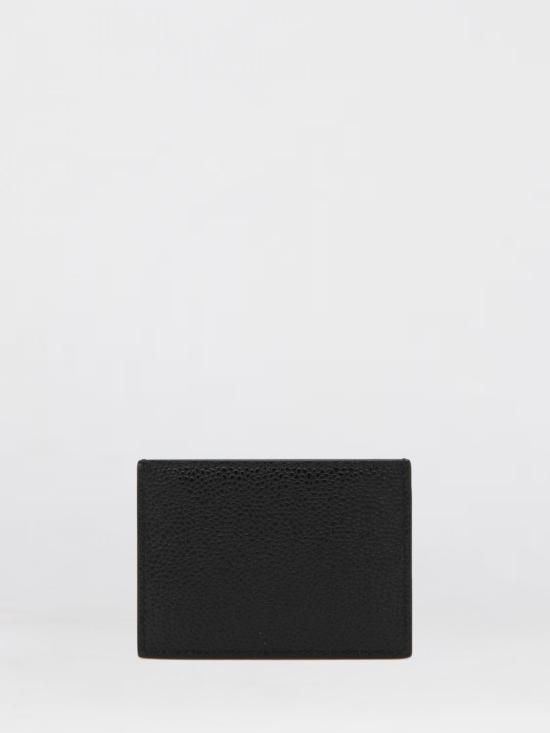 26FW 톰브라운 페블 그레인 레더 스트라이프 싱글 카드 홀더 MAW020L00198 001 Black - THOM BROWNE