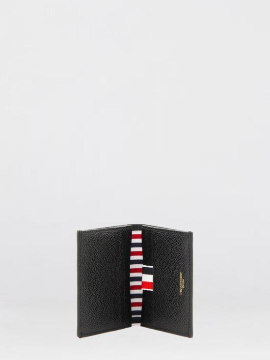 26FW 톰브라운 페블 그레인 더블 카드 홀더 MAW021L00198 001 Black - THOM BROWNE