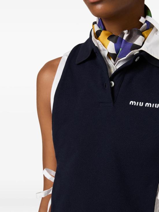26FW 미우미우 폴로 티셔츠 MJT738SOOO14RW F0008 BLEU - MIU MIU