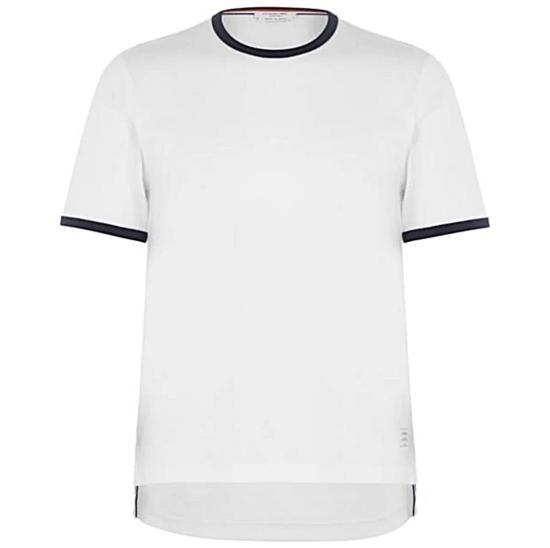 26SS 톰브라운 사이드 트리밍 링거 반팔티 MJS083A00042 100 WHITE