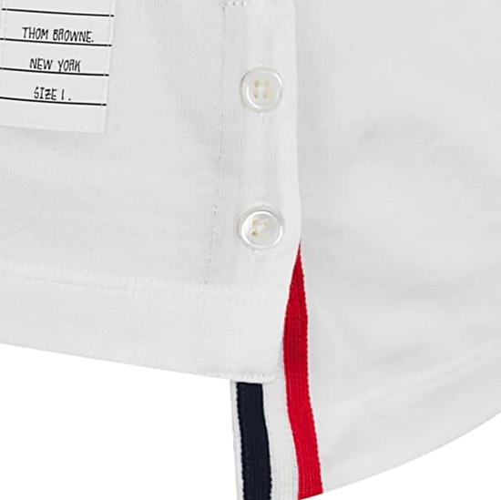 26SS 톰브라운 사이드 트리밍 링거 반팔티 MJS083A00042 100 WHITE - THOM BROWNE