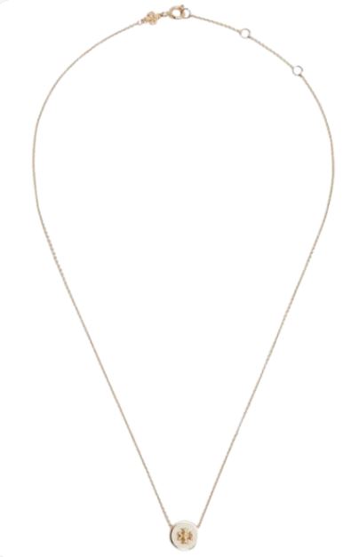  토리버치 키라 에나멜 펜던트 네크리스 90549 700 Gold ivory