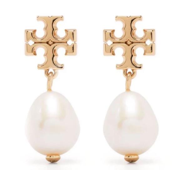26FW 토리버치 Kira 펄 드랍 이어링 65156 709 Ivory gold