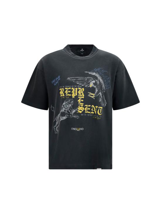 26FW 리프레젠트 반팔 티셔츠 MLM101188 WASHEDBLAC BLACK