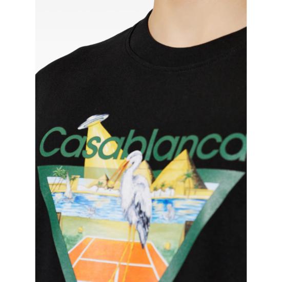 26FW 카사블랑카 반팔 티셔츠 PF26 JTS 001 19 TENCL BLACK - CASABLANCA
