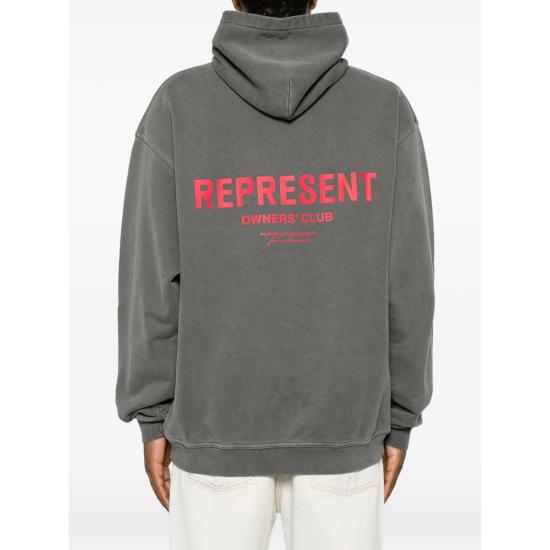 26FW 리프레젠트 후드 티셔츠 OCM41113 02 BLACK GREY - REPRESENT