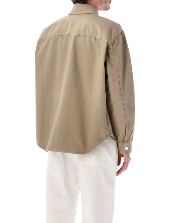 26SS 아미 톤온톤 로고 코튼 니트 오버셔츠 UJK897DE0126 A036 BEIGE TAUPE - AMI