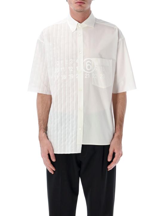 26SS MM6 메종마르지엘라 반팔 셔츠 SH0DR0007MTN135 961 WHITE WHITE STRIPES