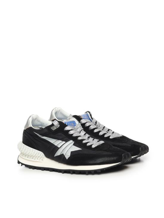 26FW 골든구스 립스탑 나일론 어퍼 & 실버 스타 마라톤 스니커즈 GMF00684 F00567590179 Black silver - GOLDEN GOOSE