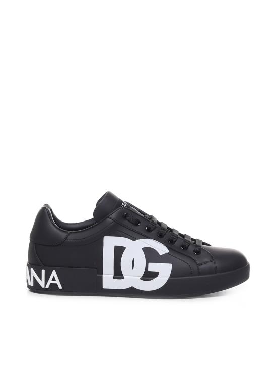 26SS 돌체앤가바나 DG 로고 카프스킨 나파 포르토피노 스니커즈 CS1772 AC3308B956 BLACK WHITE - DOLCE & GABBANA