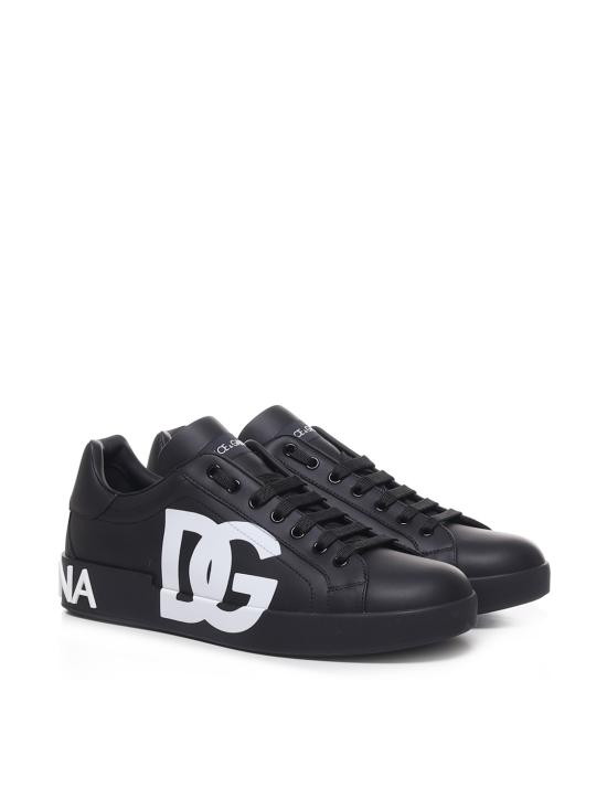 26SS 돌체앤가바나 DG 로고 카프스킨 나파 포르토피노 스니커즈 CS1772 AC3308B956 BLACK WHITE - DOLCE & GABBANA
