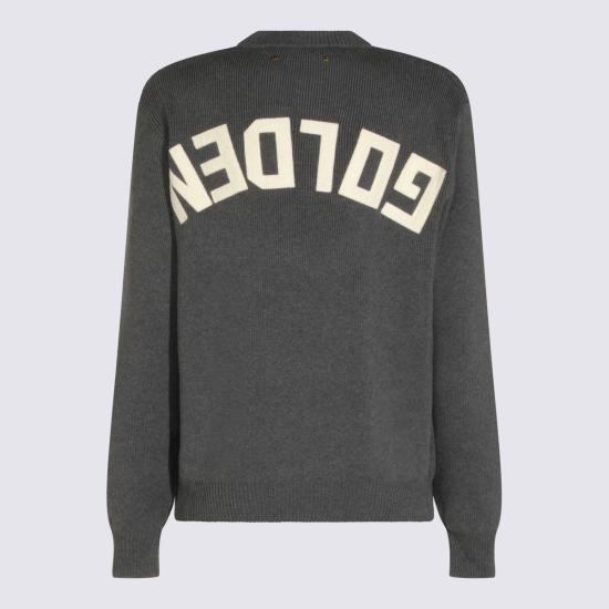 26FW 골든구스 로고 백 코튼 라운드넥 스웨터 GWP00951 P00066260304 Dark Grey Melange - GOLDEN GOOSE