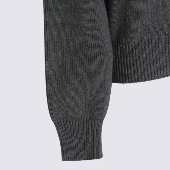 26FW 골든구스 로고 백 코튼 라운드넥 스웨터 GWP00951 P00066260304 Dark Grey Melange - GOLDEN GOOSE