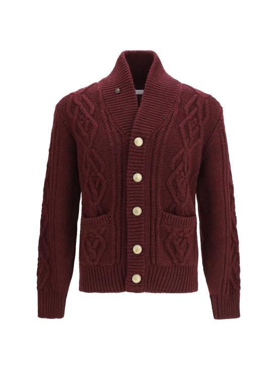 26FW 브루넬로 쿠치넬리 케이블 니트 가디건 MA2301006 C9763 BORDEAUX