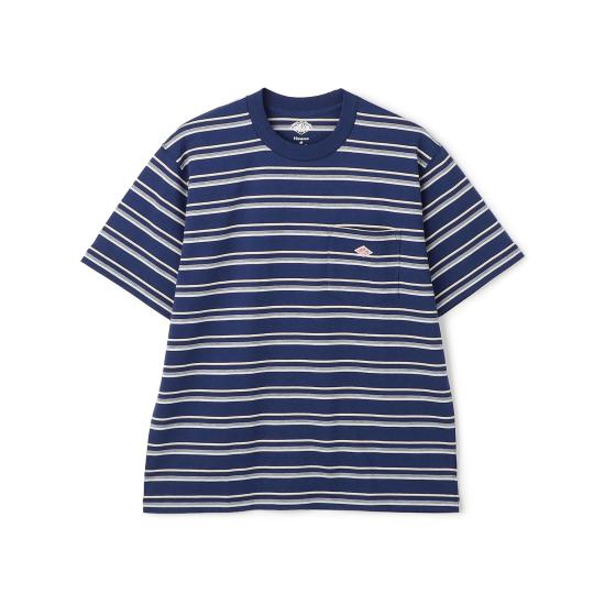 26SS 단톤 숏 슬리브 포켓 스트라이프 반팔 티셔츠 DTC0198TCB NAVY X BEIGE MULTI DOM