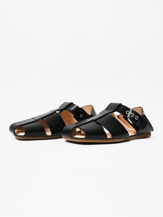 26SS 르메르 레더 피셔맨 슬립온 샌들 FO0271 LL0217 999 BLACK DOM - LEMAIRE
