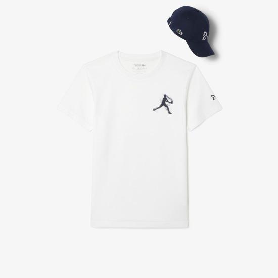 26SS 라코스테 반팔 티셔츠 TH1044522 WHITE NAVY BLUE DOM